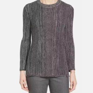 BOSS Women's Knit Sweater Heathered Black White Viscose Minimalist Quiet Luxury